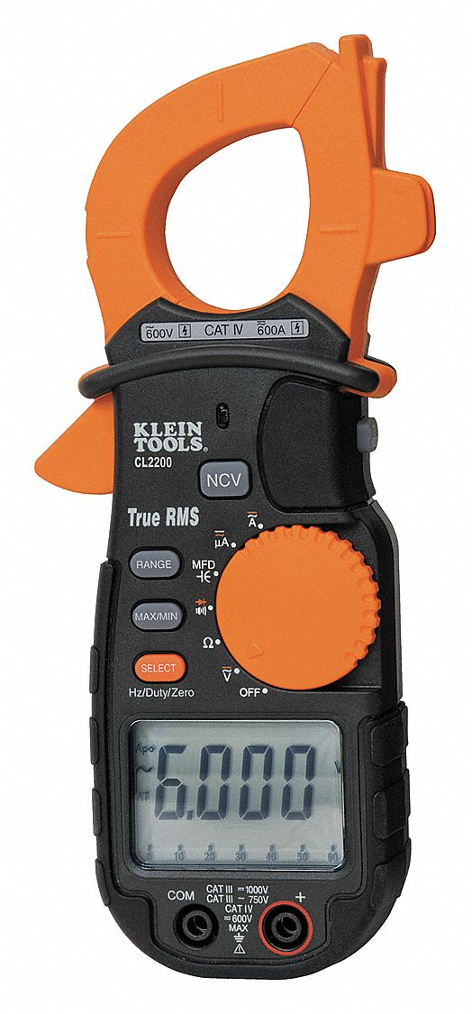 KLEIN TOOLS Clamp On Digital Clamp Meter, 1.3" (33mm) Jaw Capacity, CAT