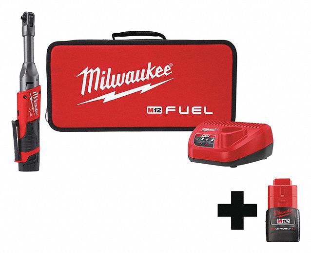 MILWAUKEE Cordless Ratchet Kit, 12.0V, 1/4" Drive 338AR1255921 48
