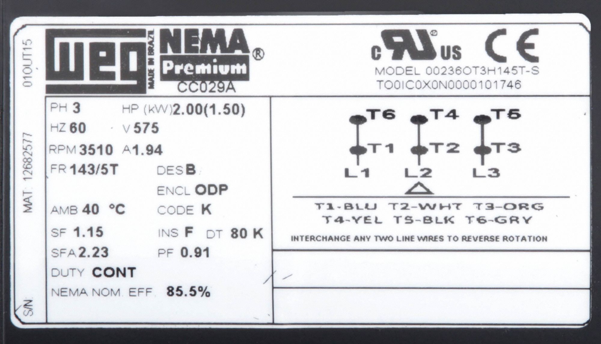 Weg General Purpose Motor Open Dripproof Rigid Base Mount Hp