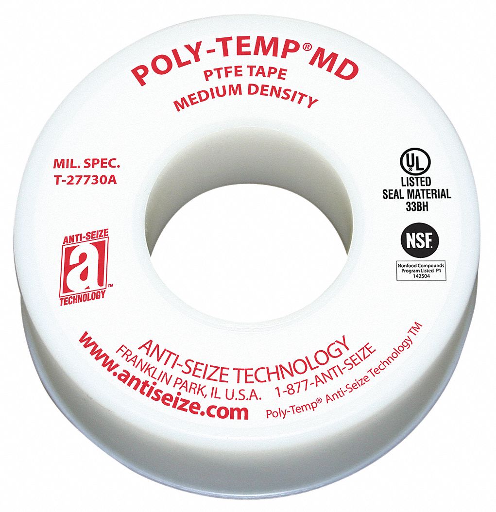ANTISEIZE TECHNOLOGY Thread Sealant Tape, PTFE, 0.7 to 0.8sg, 1 in