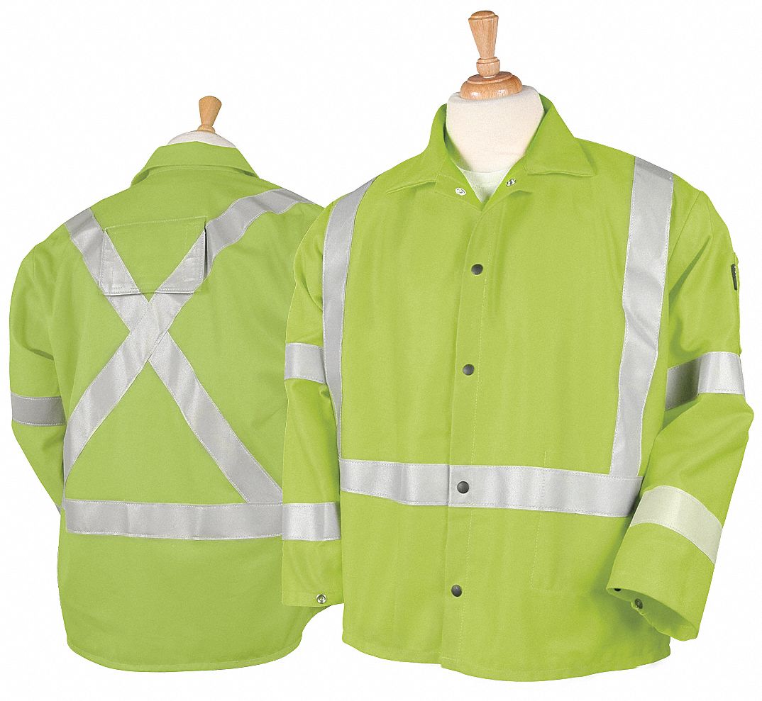 Flame-Resistant Jacket,2X,Hi-Vis Lime