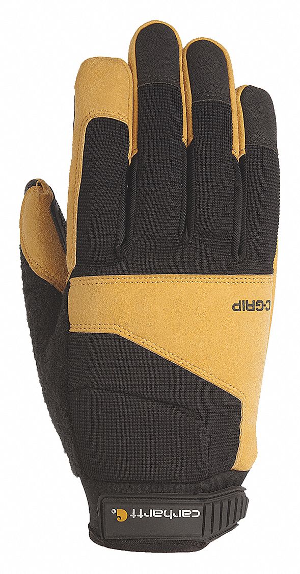 CARHARTT High Dexterity Mechanics Gloves, S, Black/Barley, Goatskin