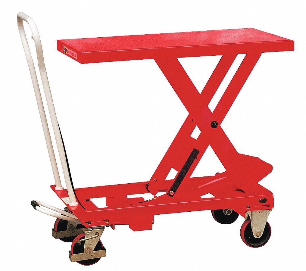 DAYTON Scissor Lift Cart, Fixed, 550 lb., Platform Width 19 1/2", Platform Length 32 1/2"   Scissor Lift Carts   33W288|33W288