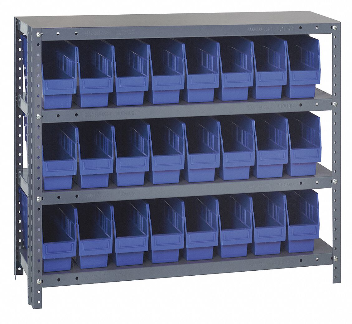 QUANTUM STORAGE SYSTEMS Steel Bin Shelving with 24 Bins, 36 inW x 12