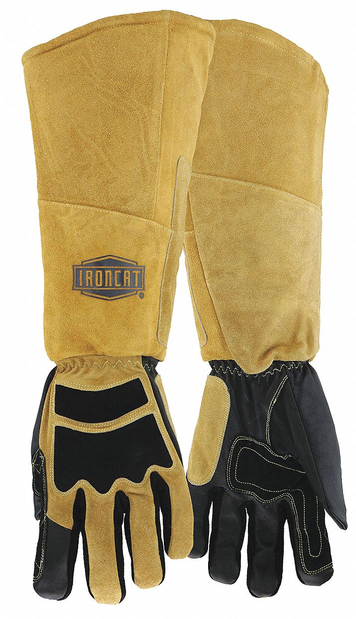 IRONCAT Goatskin/Cowhide Welding Gloves, XL, Extended Cuff, 201/2