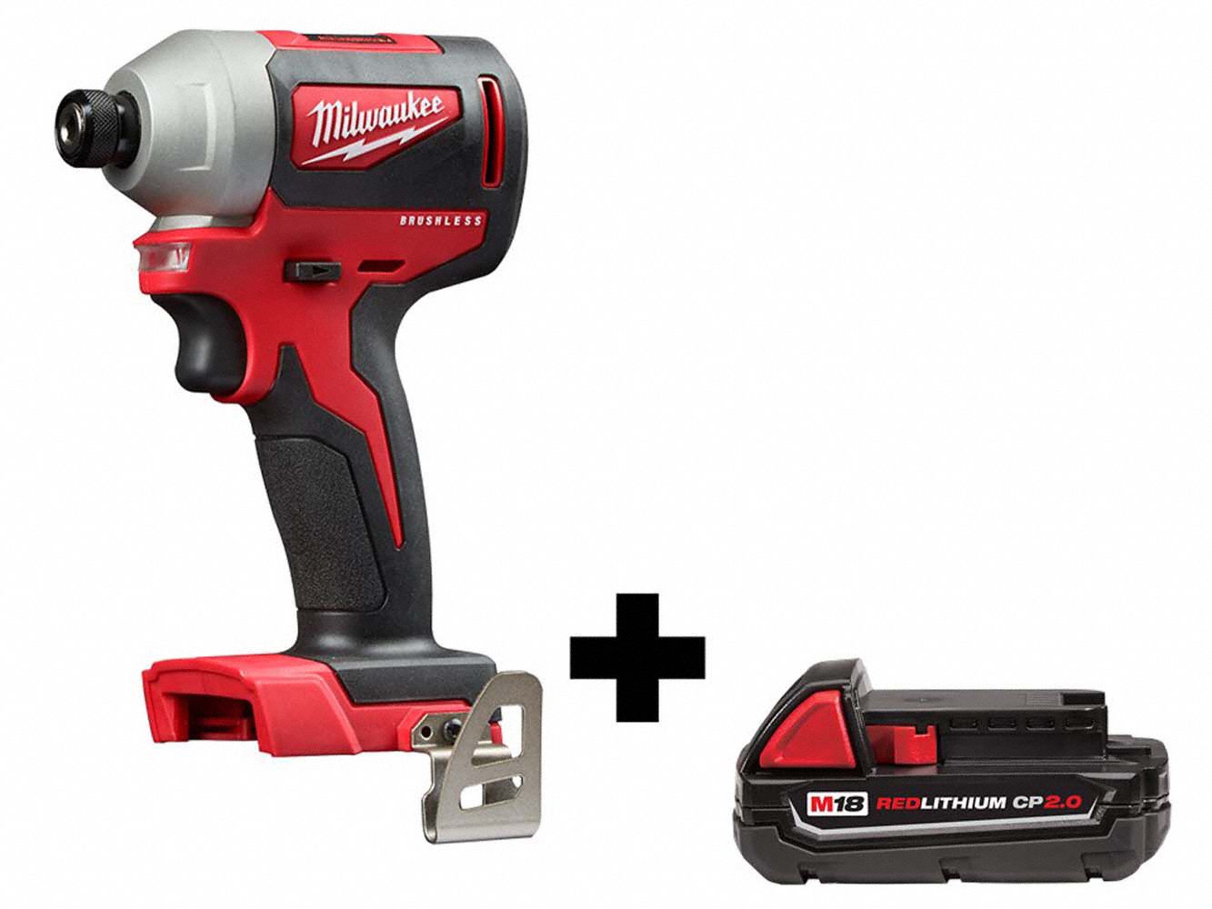 MILWAUKEE Cordless, Impact Driver, 1/4 in Hex, 18 V, 1,600 inlb Max
