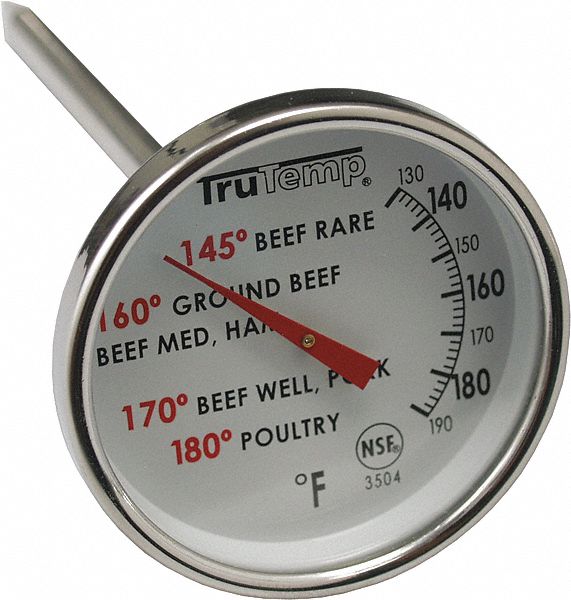 TAYLOR Analog Stem Thermometer, 120° to 190° Temp. Range (F), 4" Stem