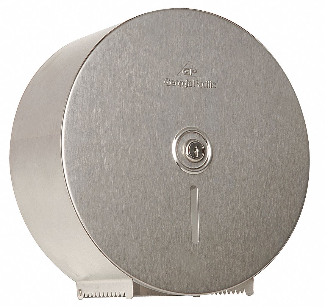 Universal Jumbo Toilet Paper Dispenser, Silver, Holds