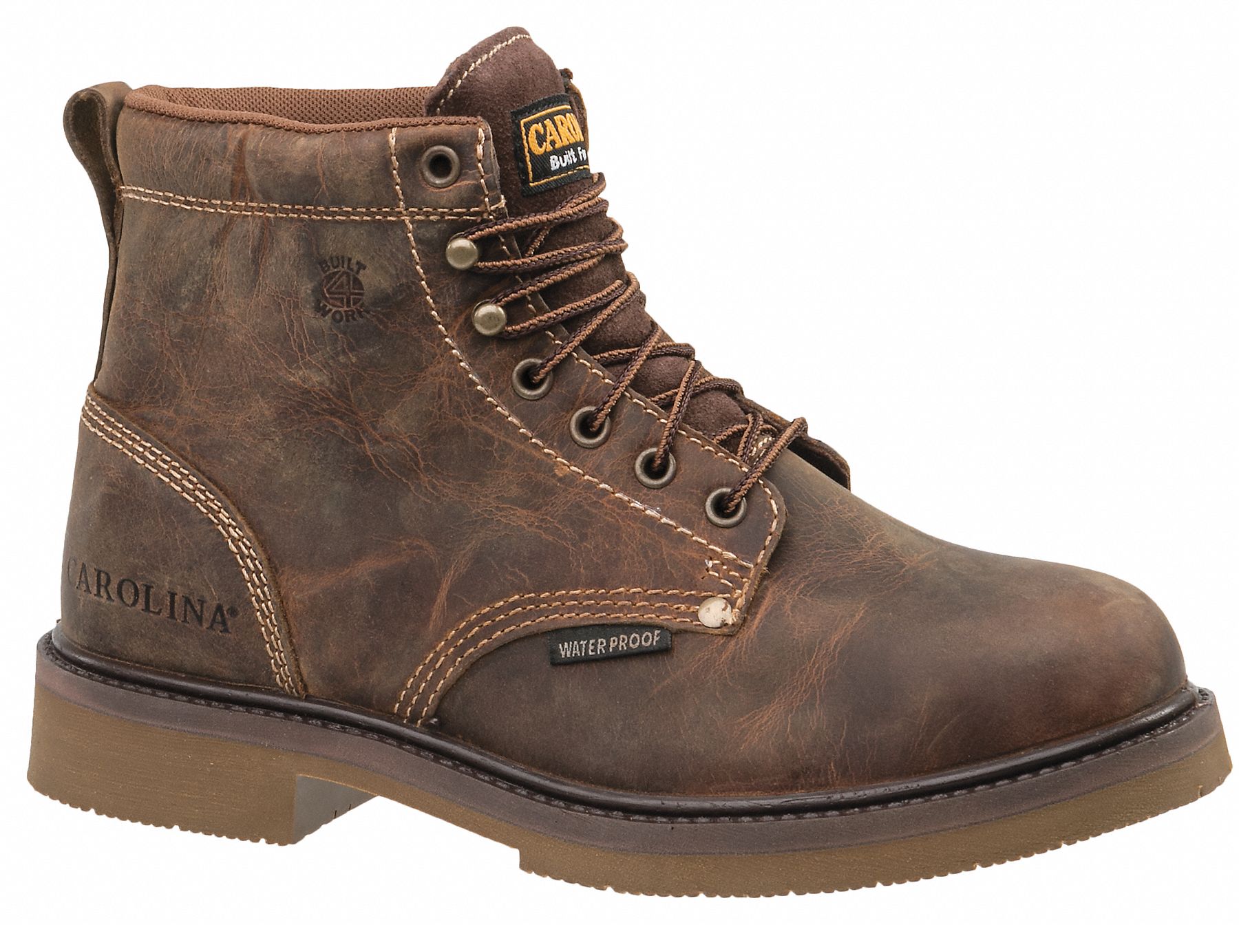 CAROLINA SHOE 6" Work Boot, 14, D, Men's, Brown, Steel Toe Type, 1 PR