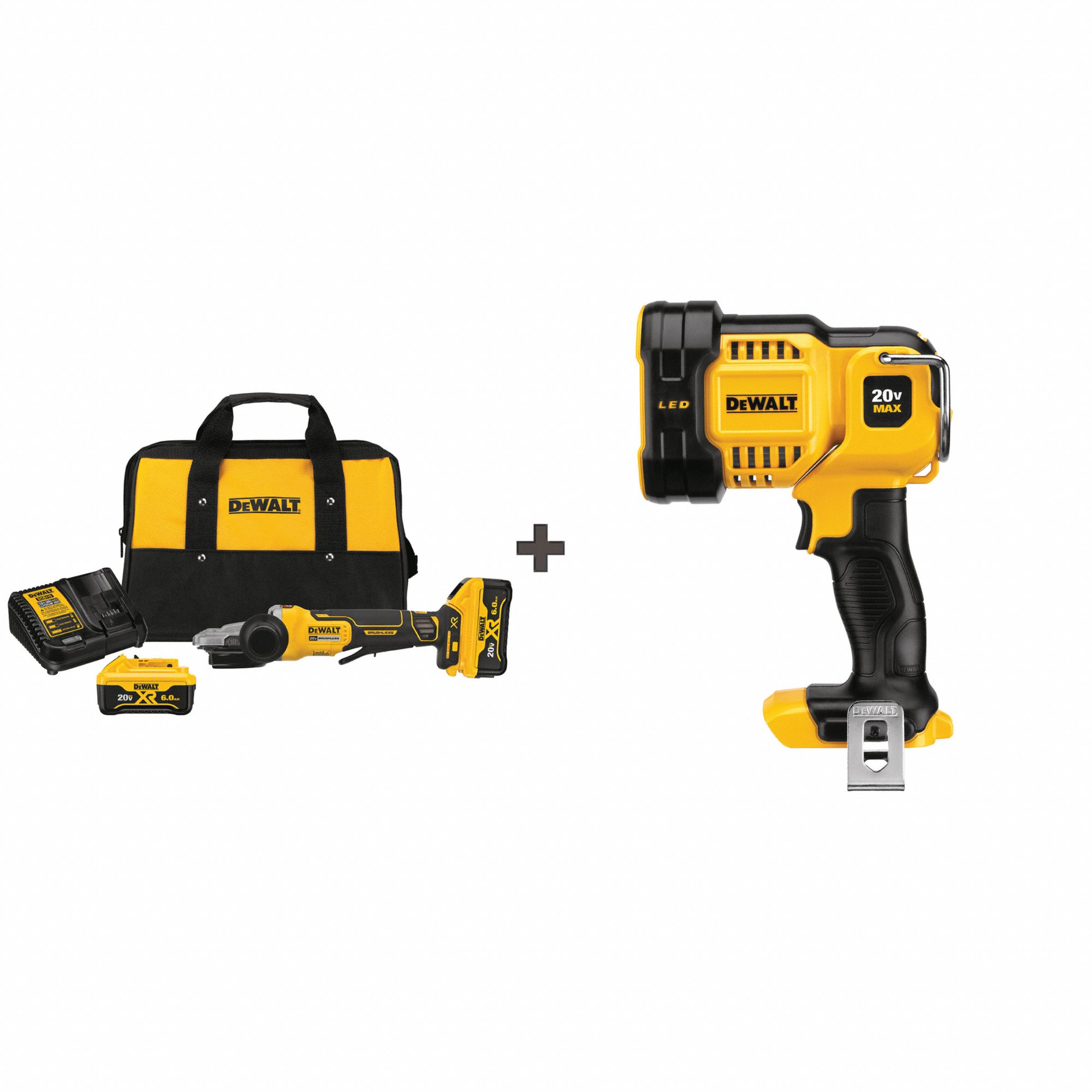 DEWALT Cordless, Angle Grinder Kit, 5 in Wheel Diameter, 20V DC