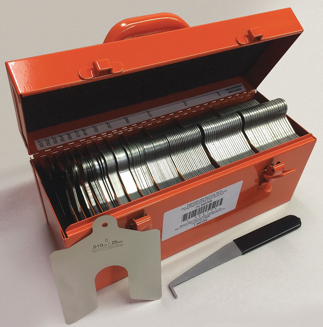 GRAINGER APPROVED Stainless Steel Slotted Shim with Tab Assortment, 260