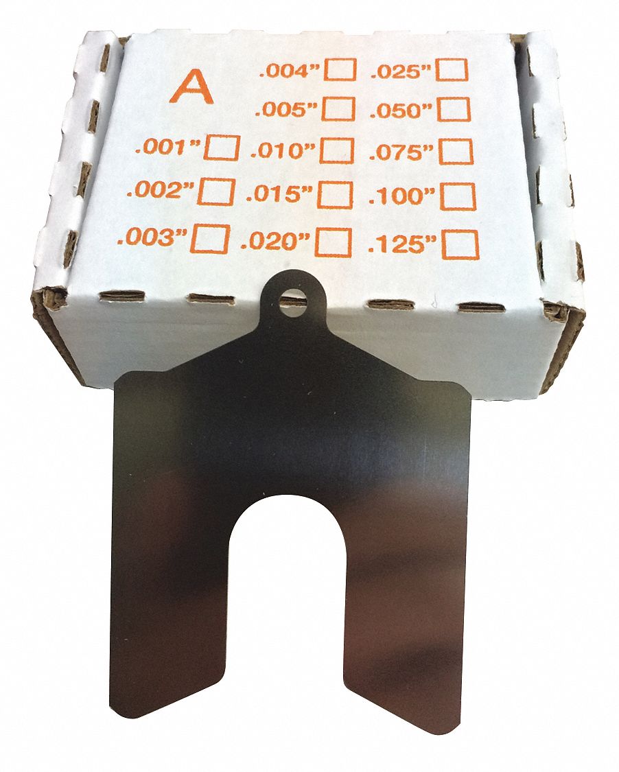 GRAINGER APPROVED Stainless Steel Slotted Shim with Tab, 0.0020