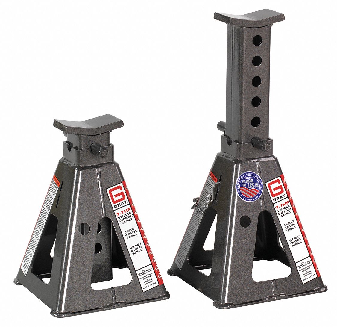 GRAY 9 Pin Style Vehicle Stands; Lifting Capacity (Tons) 7, 1 PR