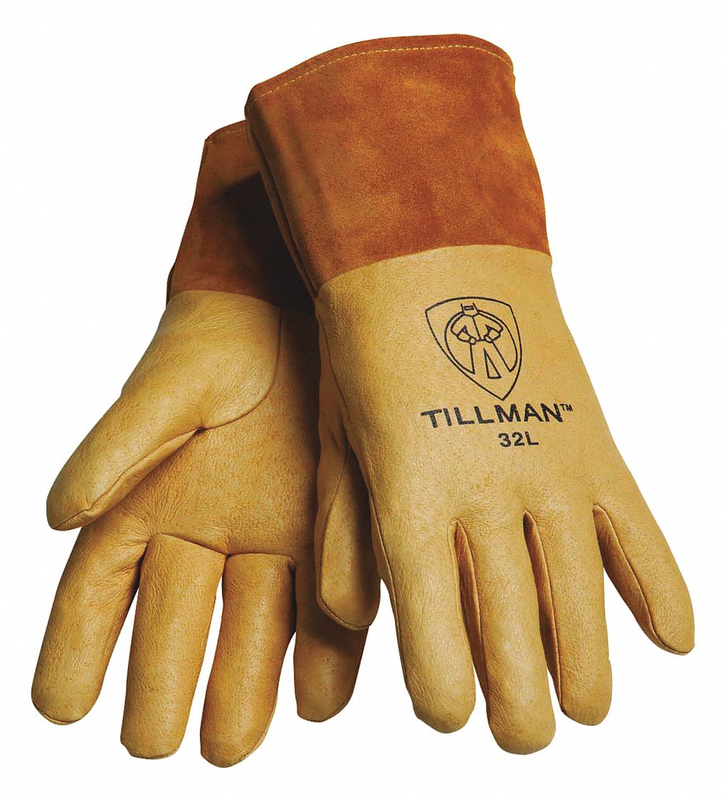 TILLMAN Gloves, 32 Lge Brn. Leather Tillman, PR 36J36632L Grainger