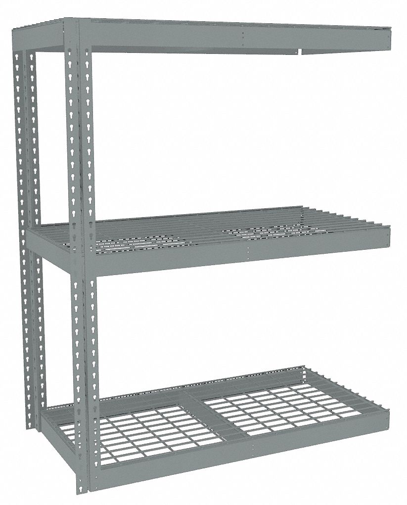 TENNSCO AddOn Boltless Shelving with Steel Wire Decking, 3 Shelves, 49