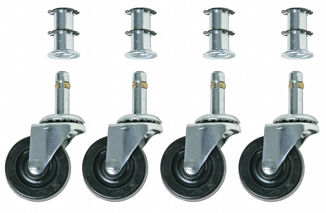 BEVCO 2" LightMedium Duty Rubber Wheel Casters w/Inserts, 300 lb. Load Rating 36R601CAR42I