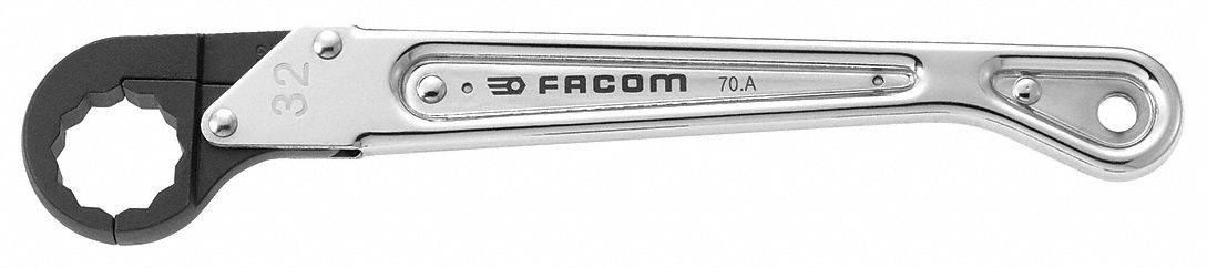 30mm Ratcheting Flare Nut Wrench, Metric, Steel, Number of&