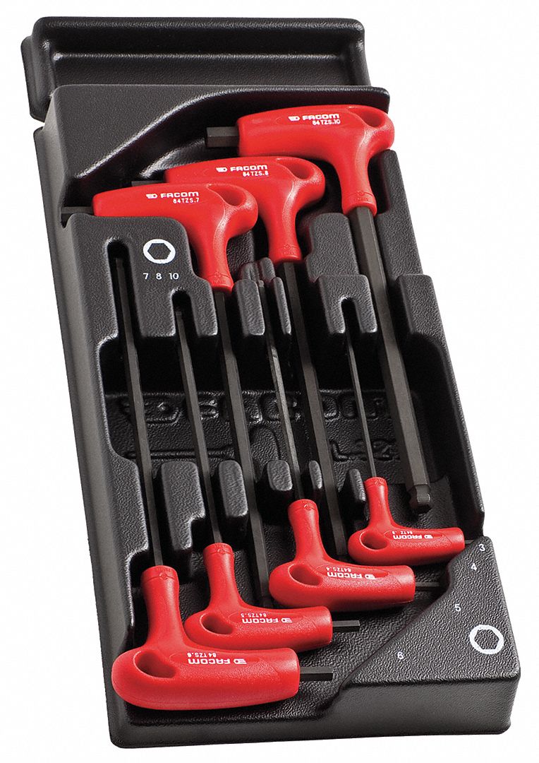 Polished Phosphate Hex Key Set, Silicon Steel, Metric, T-Ha