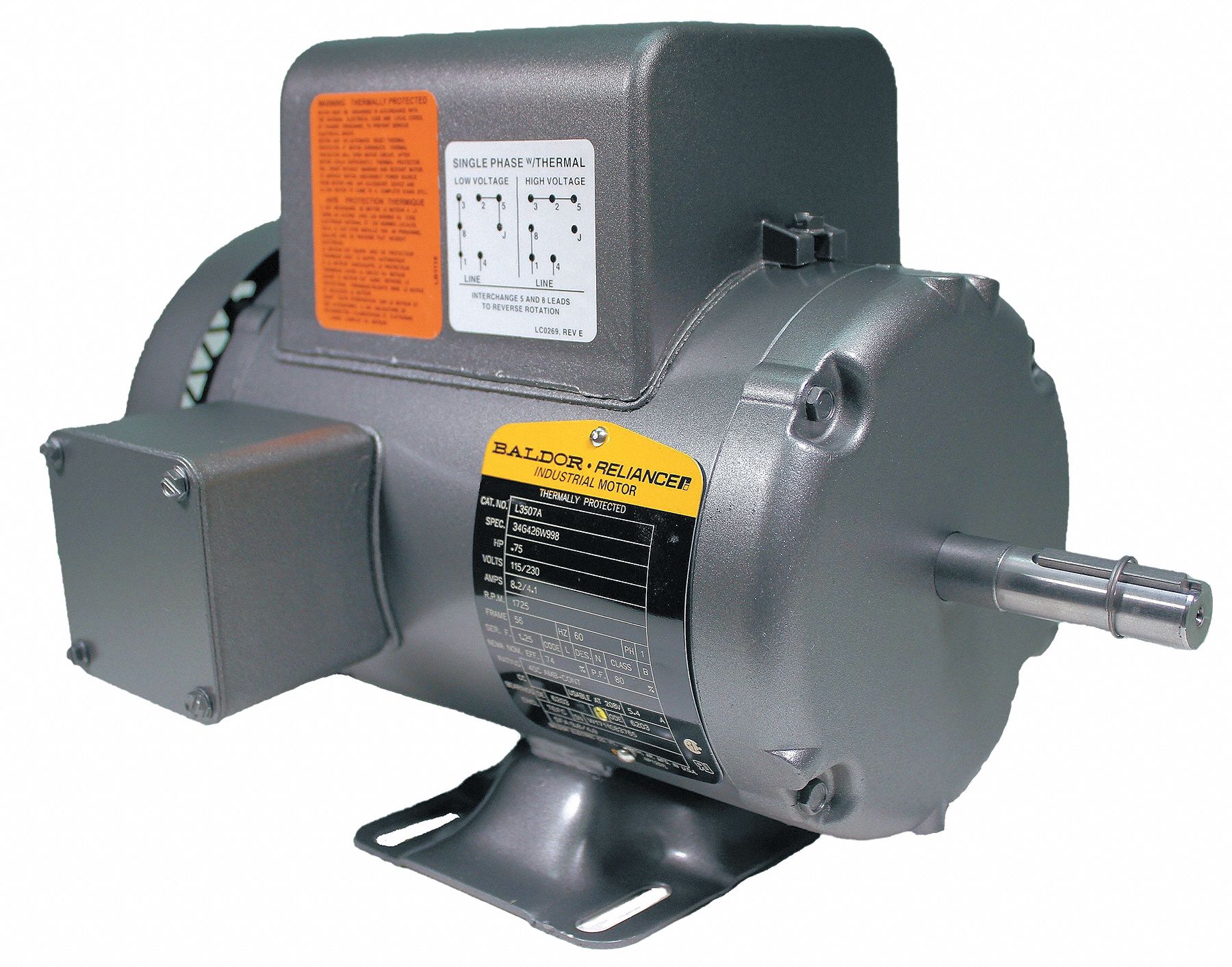 BALDOR ELECTRIC General Purpose Motor, 3/4 HP, CapacitorStart/Run