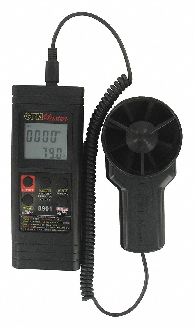 DWYER Anemometer, Rotating Vane, Black 38RW828901 Grainger