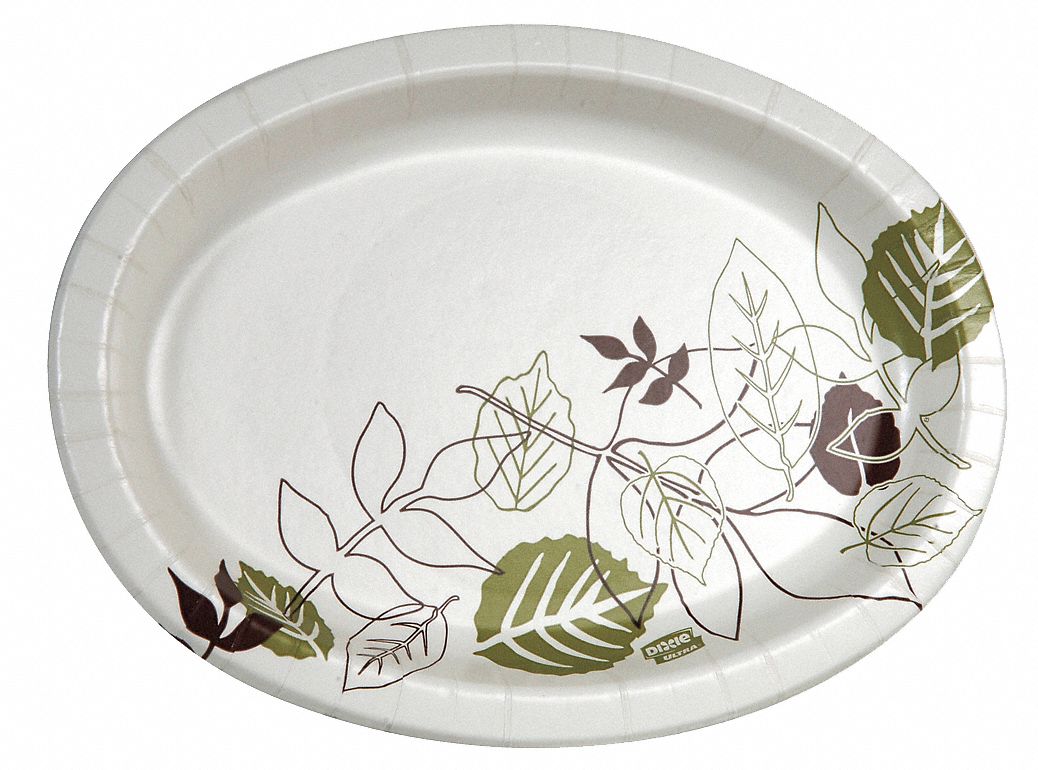 DIXIE Service Plate/Platter, Paper, 6 1/2 in x 9 in, Oval, White/Brown
