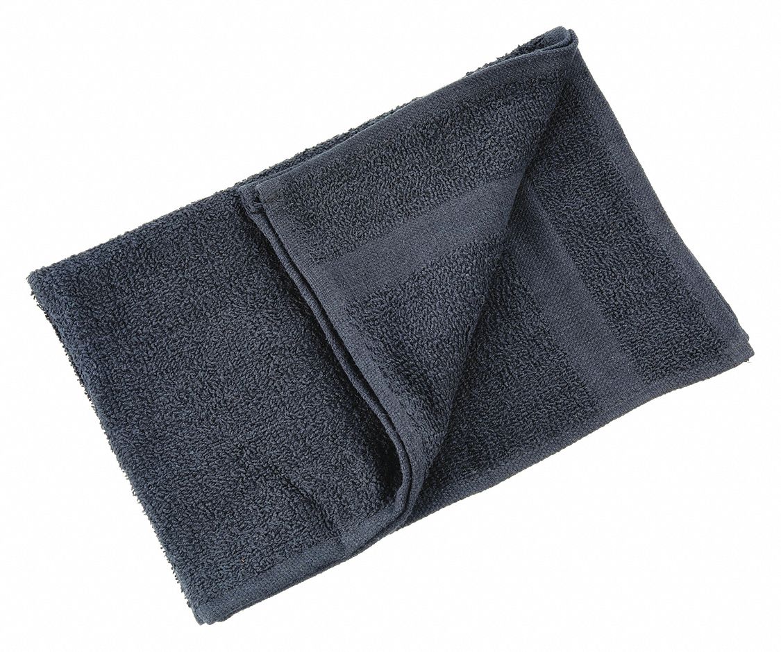 R & R TEXTILE 27" x 16" 100 Cotton Hand Towel, Black; PK12 38X627