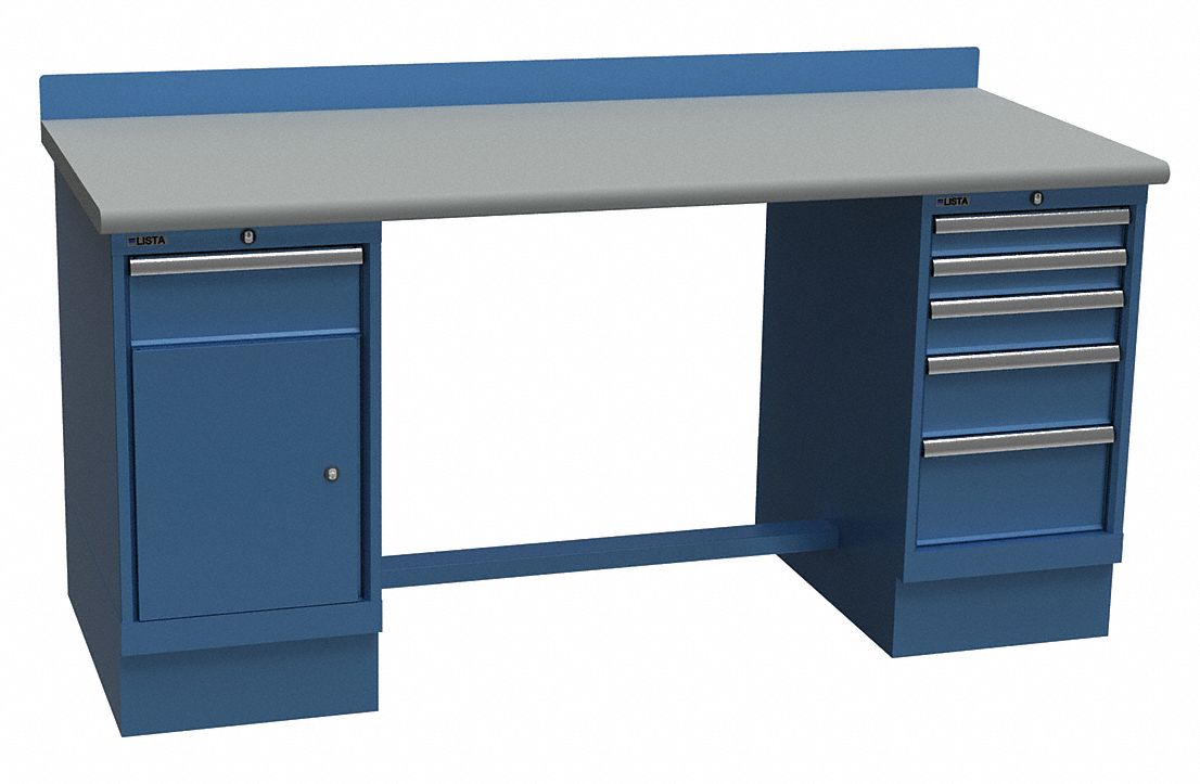 LISTA Workbench, Laminate, 30 in Depth, 35 1/4 in Height, 60 in Width