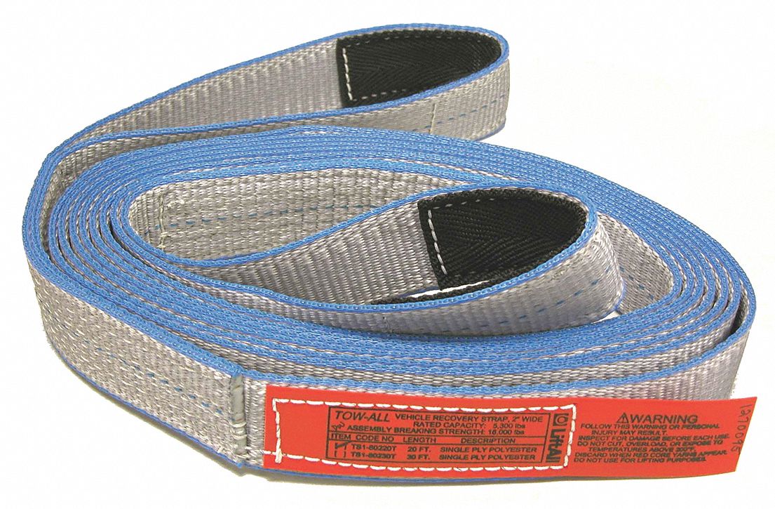LIFTALL Tow Strap, L 20 ft., WLL 10700 lb. 39A407TS2802TX20 Grainger