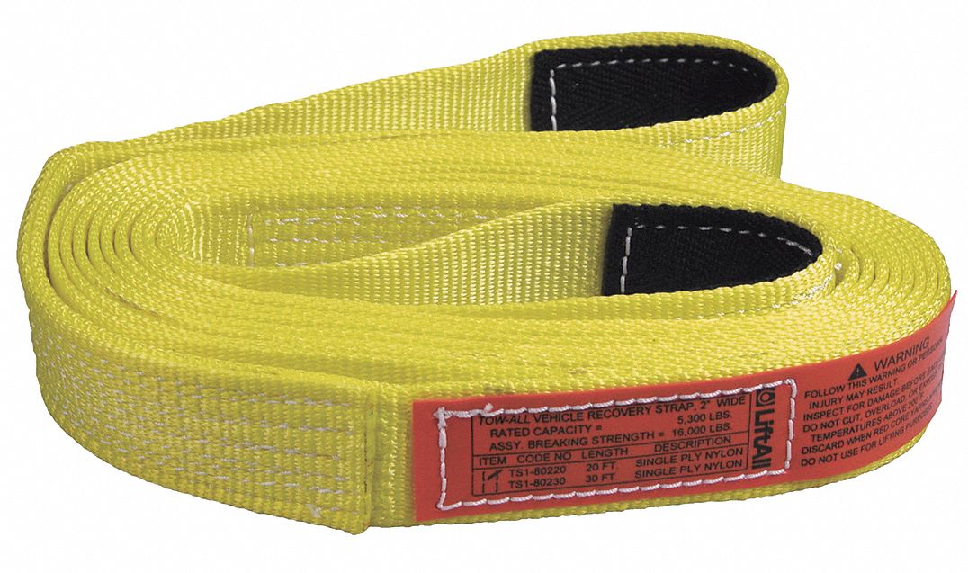 LIFTALL Tow Strap, L 30 ft., WLL 10700 lb. 39A406TS2802NX30 Grainger