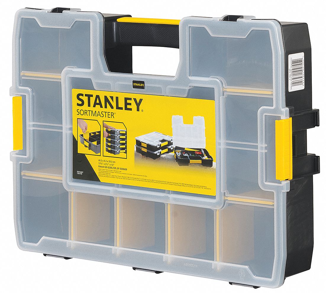 STANLEY Adjustable Compartment Box,Plastic,Black 39AL10STST14027