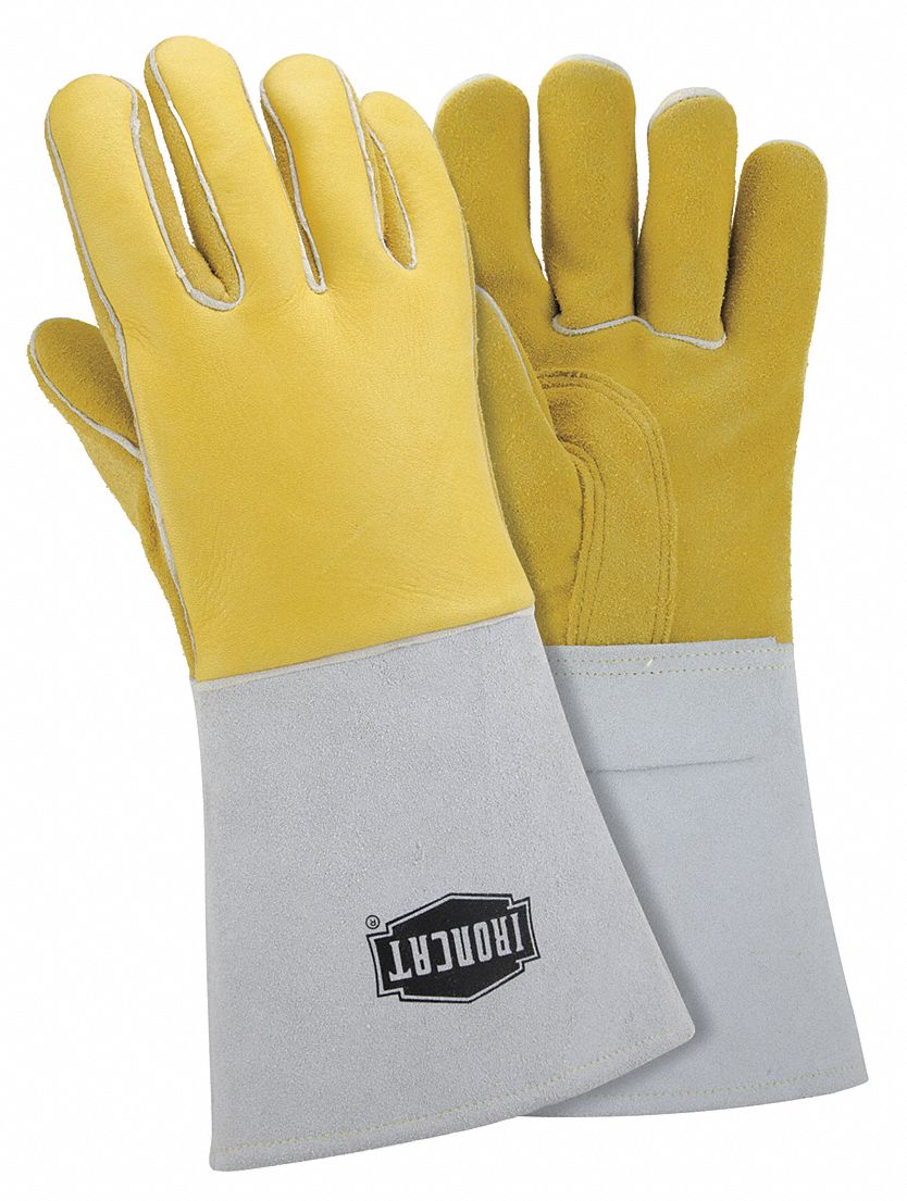 IRONCAT Elkskin Welding Gloves, L, Gauntlet Cuff, 14" Glove Length, 1