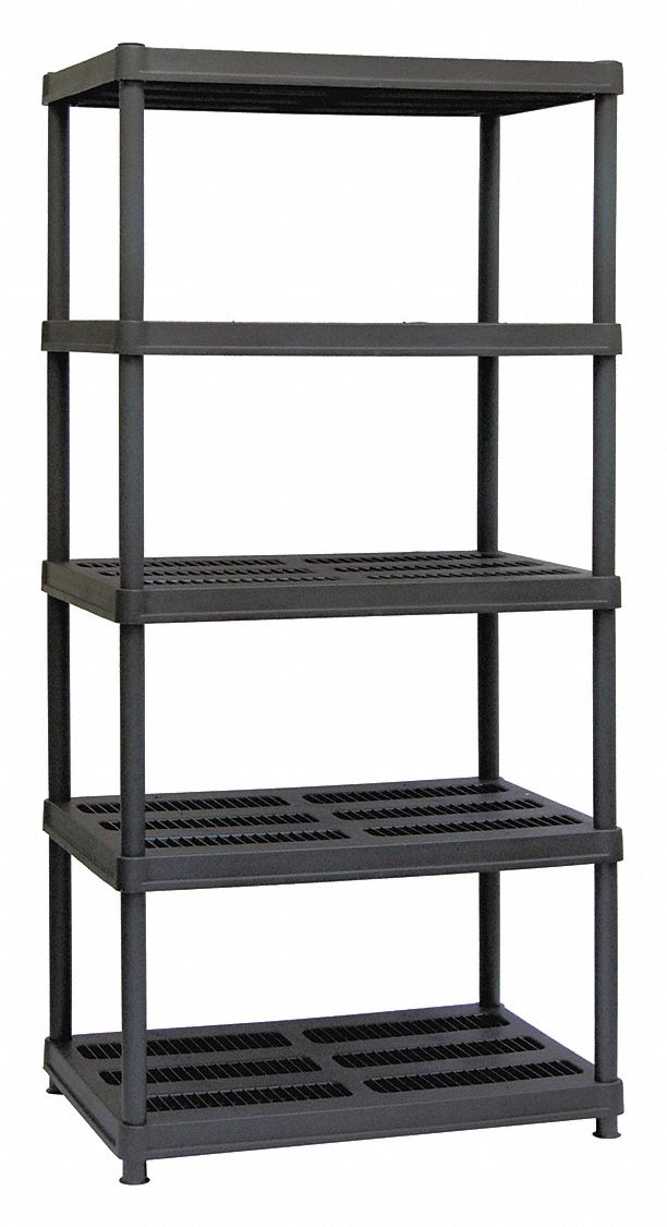 SANDUSKY Plastic Shelving 36 in x 24 in, 72 in Overall Ht, 5 Shelves