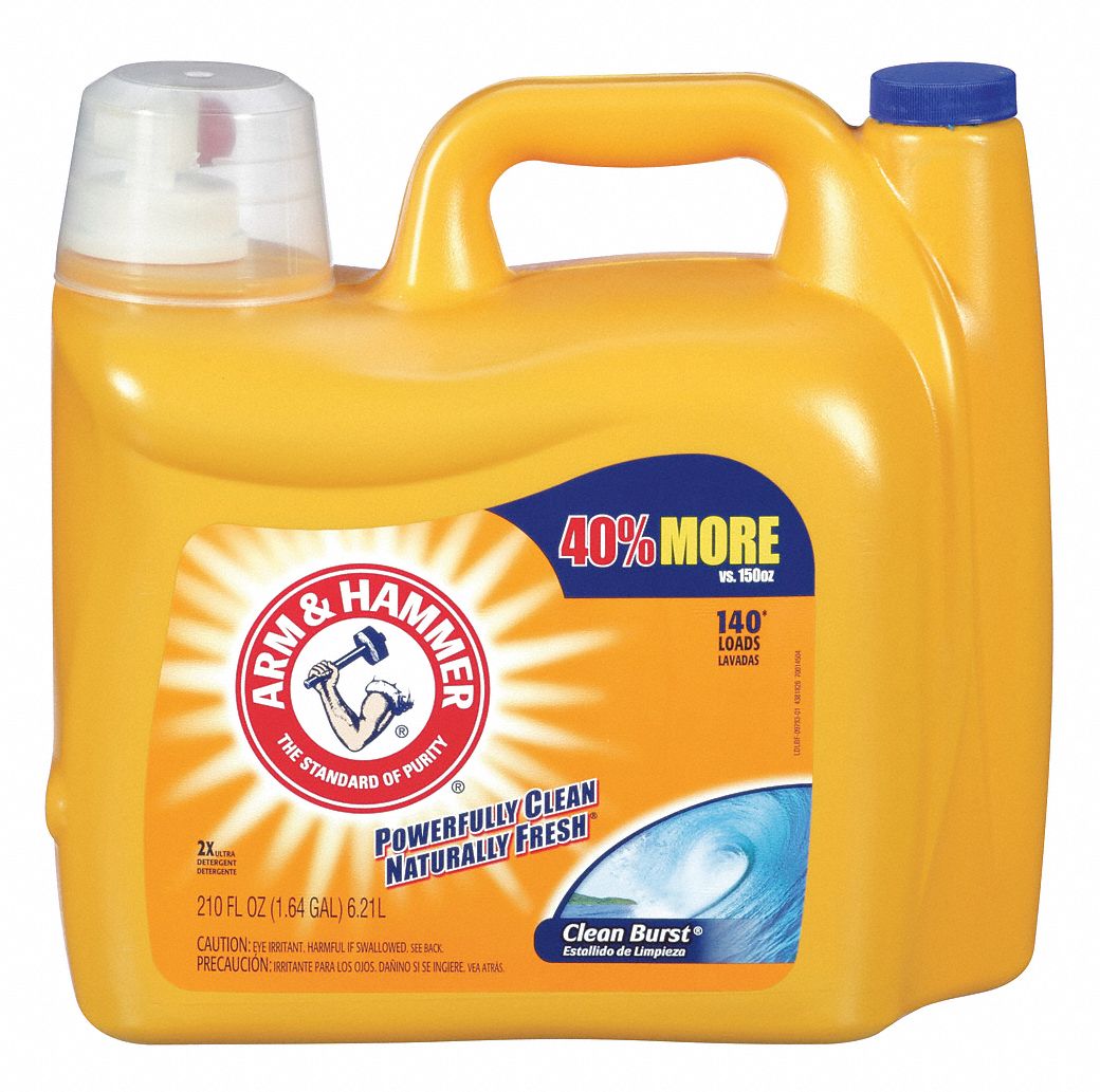 ARM AND HAMMER Laundry Detergent, 210 oz. Jug, Unscented Liquid, 2 PK