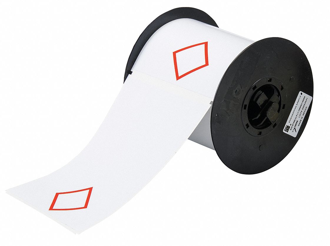 Red on White Thermal Transfer Label Indoor/Outdoor, Preprinted GHS Diamond, Precut Label Type