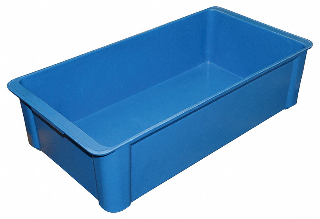 MOLDED FIBERGLASS Stacking Container, Blue, 6 inH x 23 3/8 inL x 12 inW
