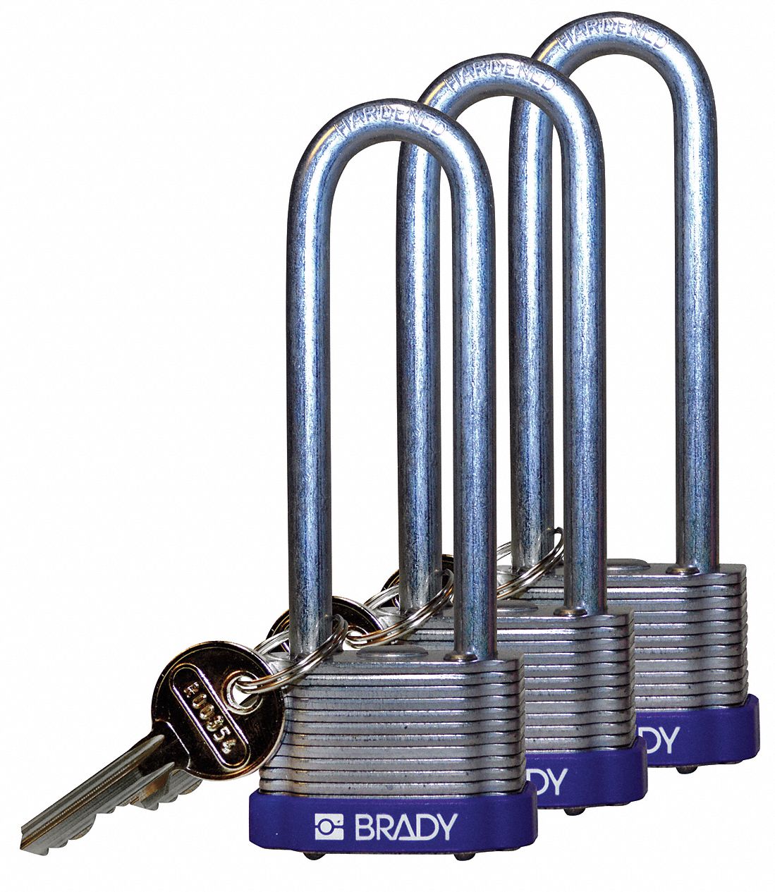 BRADY AlikeKeyed Padlock, Extended Shackle Type, 3" Shackle Height