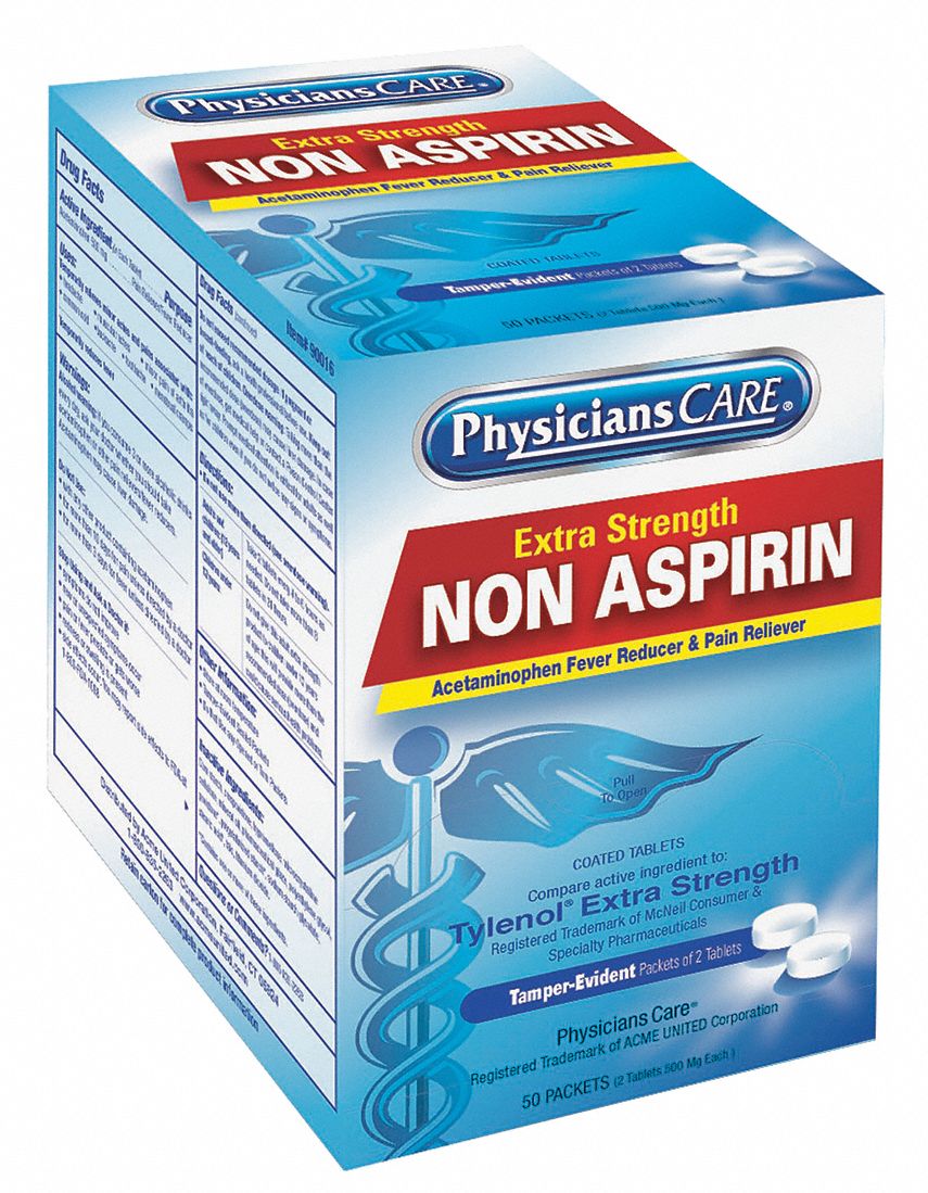 PHYSICIANSCARE NonAspirin Pain Relief, Tablet, PK50 39N84290016G