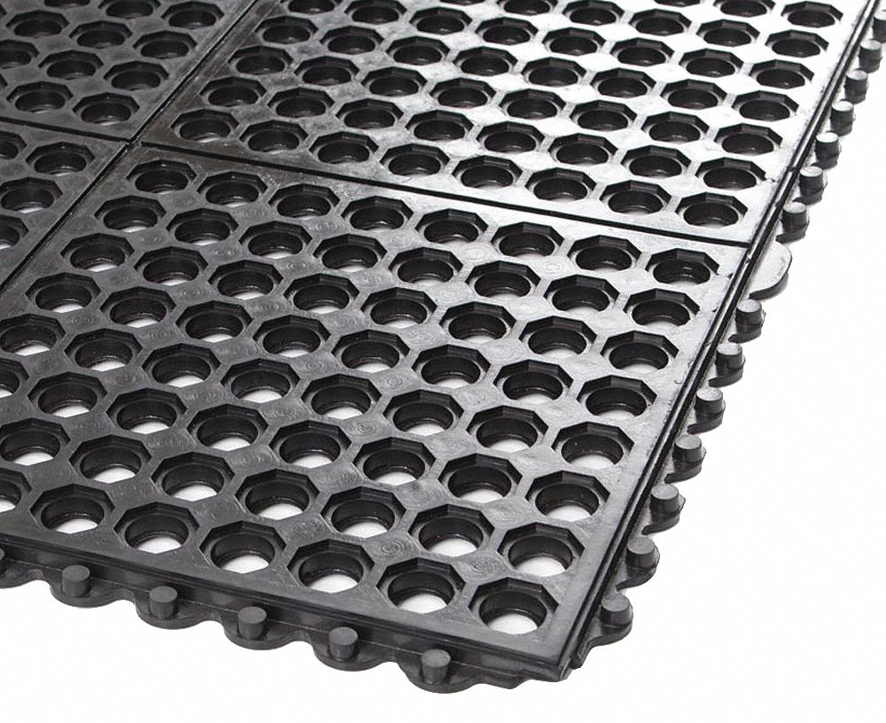 Modular Drainage Mat,Black,3 x 3 ft.
