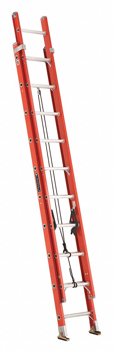 LOUISVILLE 20 Ft Overall Ht Fiberglass Extension Ladder 39RL11 L