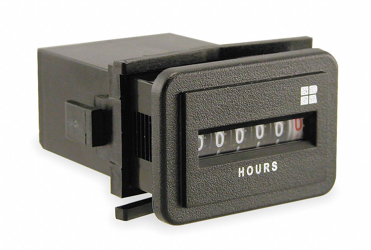 TRUMETER Hour Meter, Electromechanical, Hours/Tenths Display Units