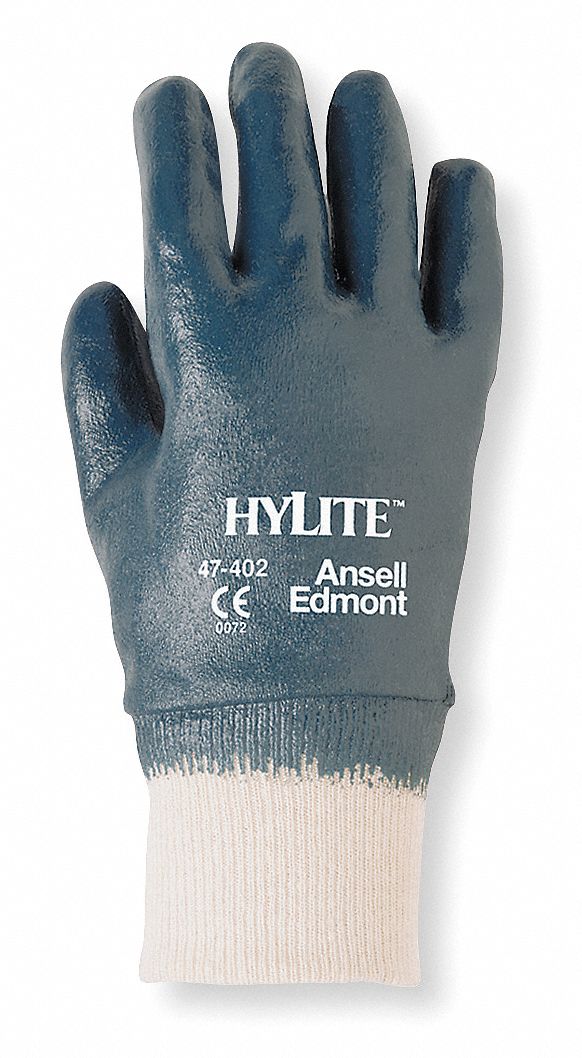 Coated Gloves,9/L,Blue/White,PR