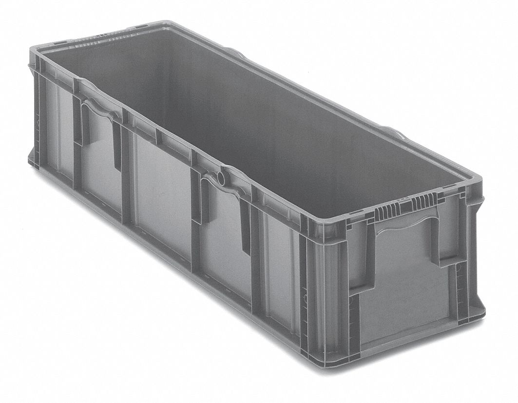 ORBIS Straight Wall Container, Gray, 10 3/4 inH x 48 inL x 15 inW, 1EA