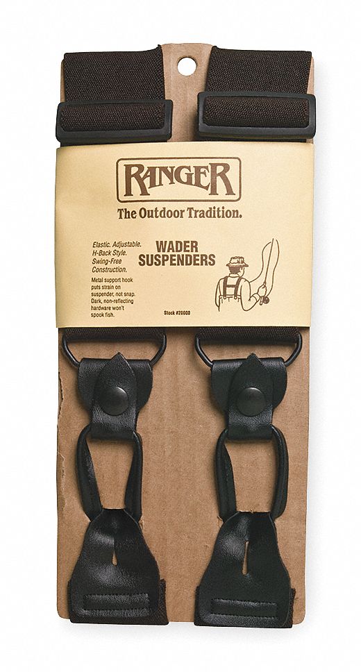 RANGER BY HONEYWELL 2"W Hback Chest Wader Suspenders for Button Style Chest Waders, Brown