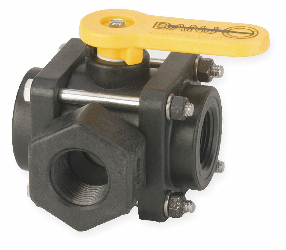 BANJO Ball Valve, Polypropylene, Inline Single Union, 1Piece, Pipe