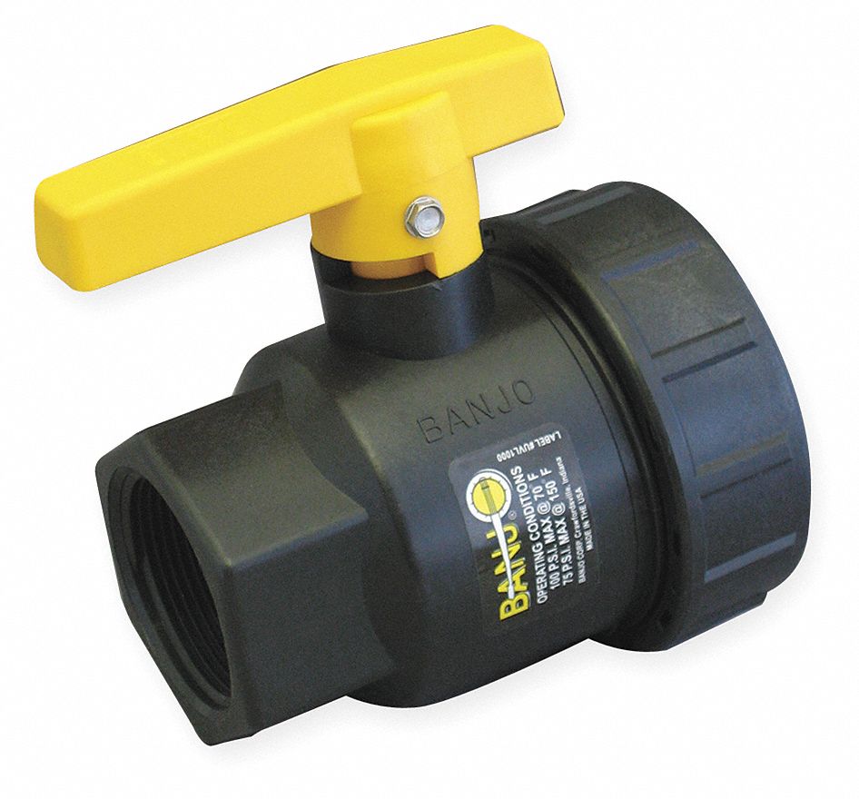 Poly Ball Valve,Union,FNPT,1/2 In