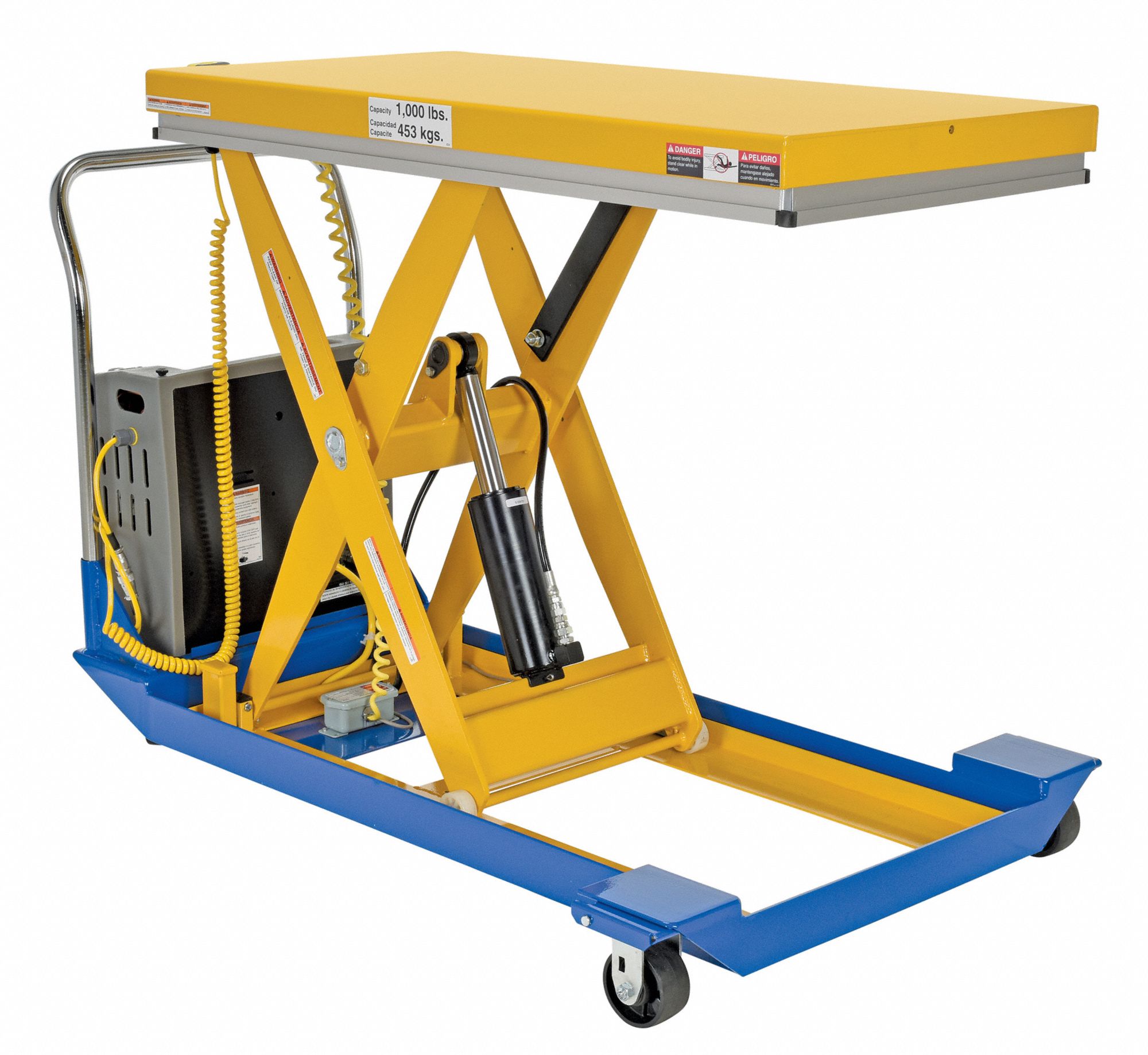 VESTIL Powered Lift Manual Push Mobile Scissor Lift Table 1 000 Lb