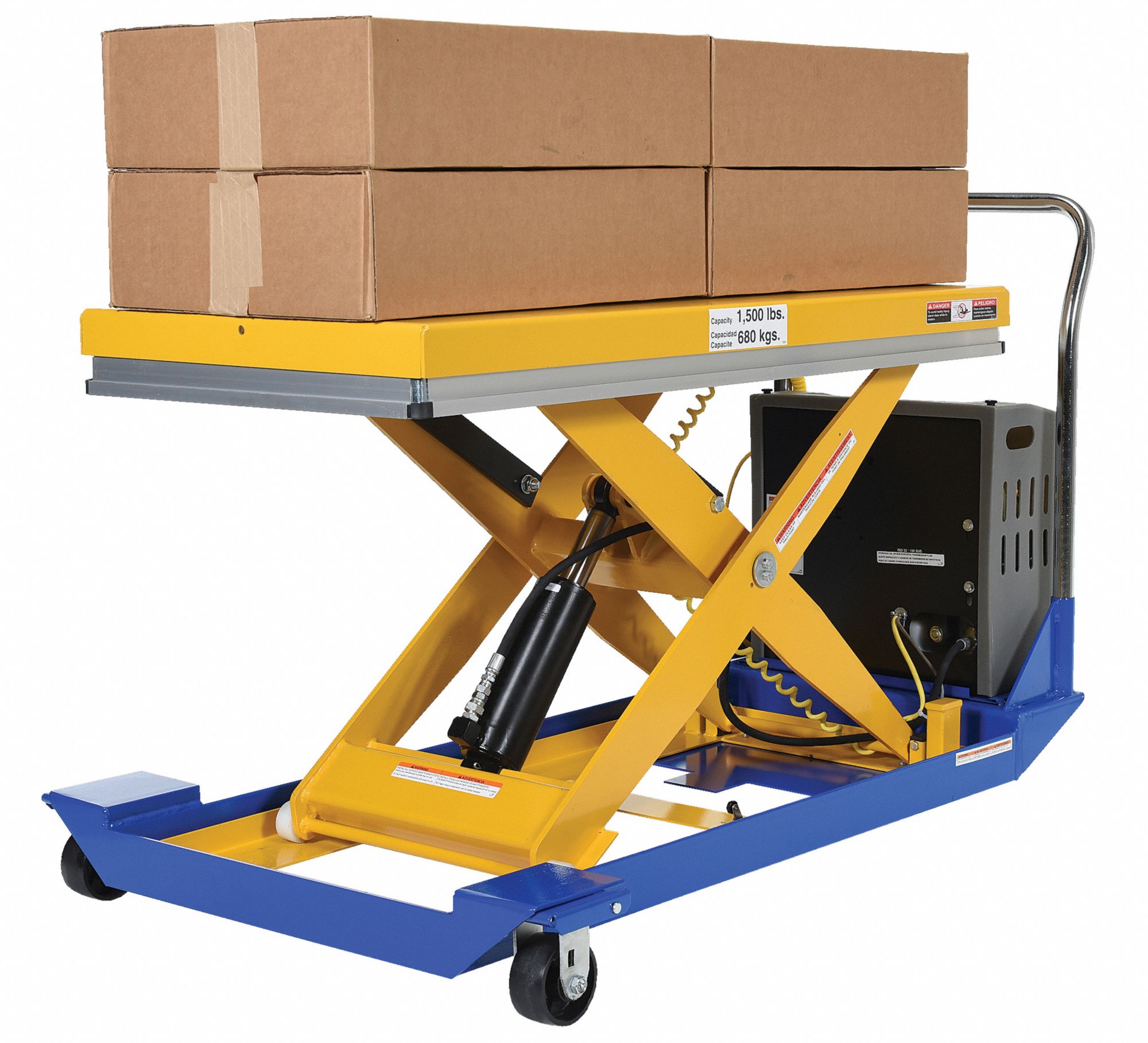 Vestil Powered Lift Manual Push Mobile Scissor Lift Table Lb