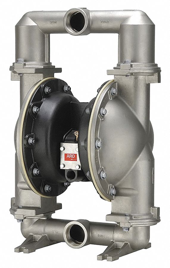ARO Double Diaphragm Pump, 172 gpm Max. Flow, PTFE, Single Manifold