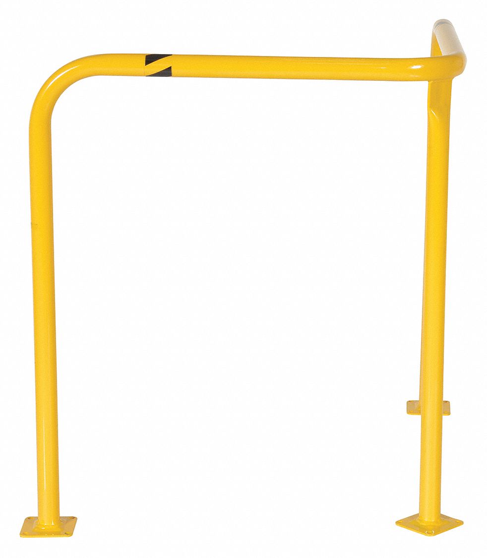 GRAINGER APPROVED Yellow, Steel, Corner Guard, Floor Mounted Guard Rail