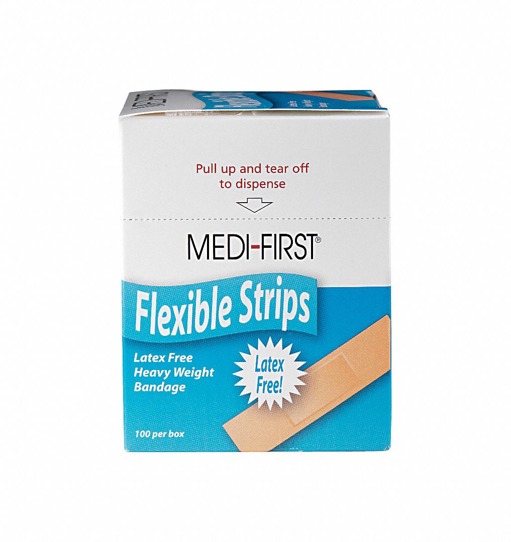 MEDIFIRST Fabric Strip Bandages, 11/2" x 7/8", Beige 3JMG566133